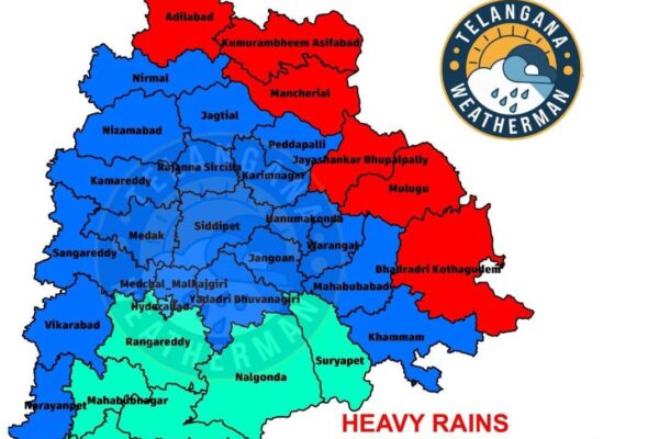 తెలంగాణలో మూడు రోజులు భారీ వర్షాలు: వాతావరణ శాఖ హెచ్చరిక